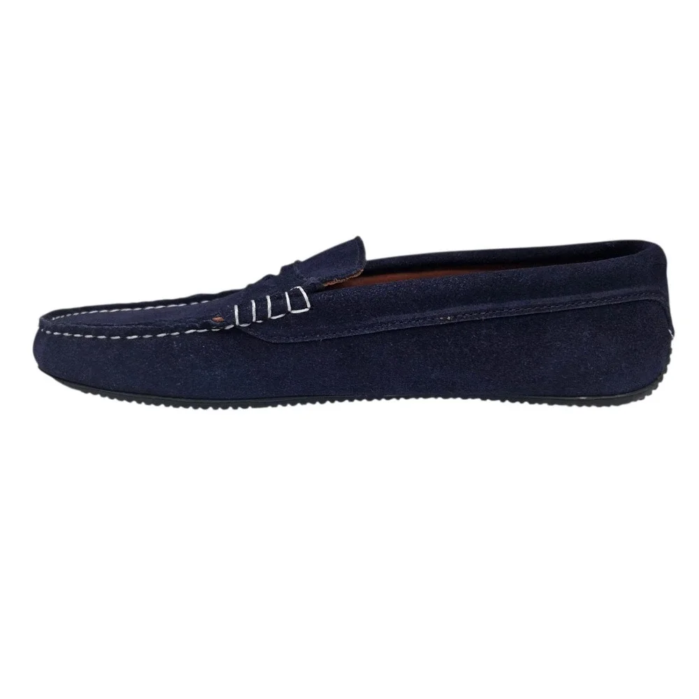NWOT Quoddy Penny Driver Shoe Navy Blue‎ Suede Leather Slip On Dark Mens 11.5